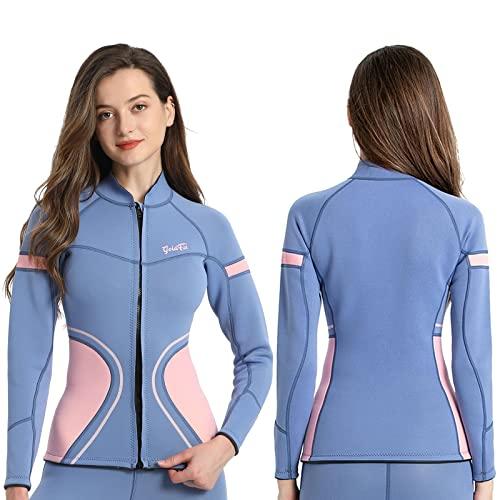 GoldFin Womens Wetsuit Top 2mm Wetsuit Jacket for Diving Surfing Kayaking Swimming Water Aerobics in Cold Water (Women Top, L)