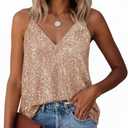 EUDOLAH Sequin Tops for Women Sparkle Camisole Shimmer Sleeveless V Neck Tanks Sexy Party Cami Going Out Outfits (L)