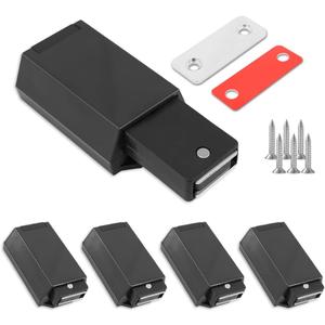 Heavy Duty Push to Open Door Latch, 5 Pack Black Magnetic Push Latches, Hidden Push Touch Latch Hardware for Push to Open Cabinet, Magnetic Door Catch for Cabinet Drawer Wardrobe Kitchen Door