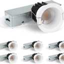 zouzai 2 Inch LED Recessed Lighting, 5CCT Anti-Glare Downlight with Junction Box, Dimmable, 2700K-5000K Selectable, 8W COB 840LM, IP65 Wet Rated, CRI90+, ETL & Energy Star, (White, 2 inch 6 Pack)