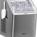 Silonn Ice Makers Countertop, 44lbs Per Day, 2 Ways to Add Water, Auto Self-Cleaning, Stainless Steel Ice Machine for Home Office Bar Party (Silver)
