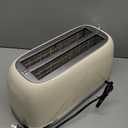 SUSTEAS Toaster 4 Slice Wide Slot, Stainless Steel Bread Bagel Toasters, Retro Long Slot Tostadora for Defrost, Reheat, Removable Crumb Tray, 1500W, 6 Browning Settings, Beige (Cream)