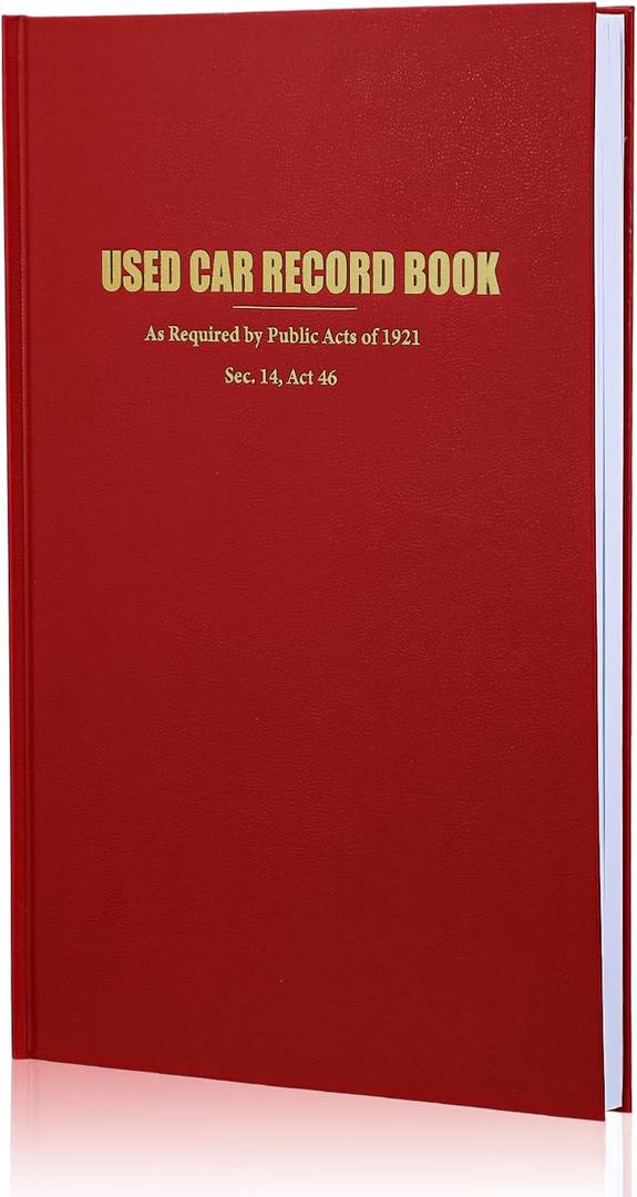 Watersay Used Car Red Record Book Police Book 8-3/4 Inch x 13-1/3 Inch Used Car Log for Dealerships Inventory Management Title Processing Auction Records Auto Tracking