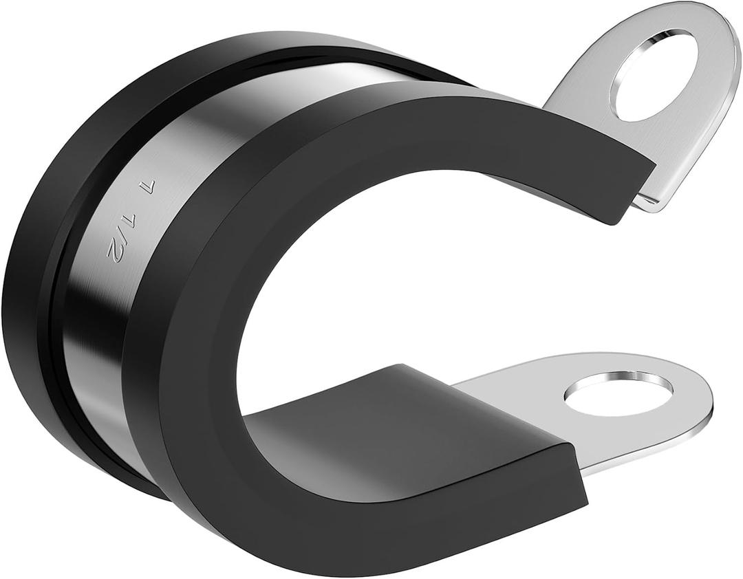 AKIHISA 12Pcs 1-1/2 Inch Cable Clamps, 304 Stainless Steel Conduit Clamps, for Cable, Pipe, Hose, Fuel Line, Metal Wire Cord Installation