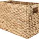 YAHUAN Natural Water Hyacinth Storage Basket with Built-in Handles Stair Basket Magazine Basket Large Wicker Baskets for storage Home Organizing Laundry (Water Hyacinth)