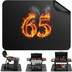 Fireproof Outdoor Grill Mat for Grills and Flat Top Griddles, Thin Heat Resistant BBQ Mat, 32 mil 65 x 48 Inch, Black
