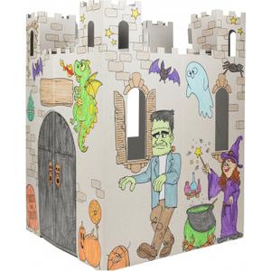 Easy Playhouse Cardboard Haunted Castle - Kids Fort and Art & Craft House, 32inchesX32inchesX43.5inches