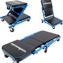Mechanic Creeper 36 inches 3-in-1 Mode Z Seat 340lbs Capacity, Foldable Garage Adjustable Rolling Folding with 6pcs Wheels Roller, Lay Down Sit Lean Back, Under Car Auto Repair, Blue, Man Gift