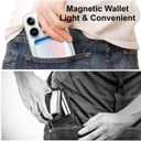 KRTALS Magnetic Wallet Cell Phone Card Holder for Phone Case with Mag-Safe, Stronger Magnetic RFID Leather Phone Wallet Stick on Series of iPhone 17/16/15/14/13/12 and Pro/Promax, Rainbow Color