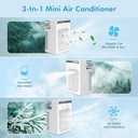 Portable Air Conditioners, Air Conditioner, Upgraded Cooling Fan with 1000ml Water Tank, 4 Speeds & 2 Mists Modes, 2-6H Timer, Ultra-Quiet AC Unit for Bedroom Office Home