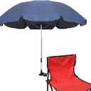 GRANDMEI Chair Umbrella with Universal Clamp,46 inches UPF 50+ Clip on Parasol for Patio Beach Chairs Wheelchairs Golf Carts (Dark Blue)