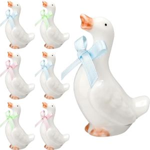 Weysat 6 Sets Silly Goose First Birthday Decorations Gift Cute Statue Sculpture Ornament for Party Supplies(Bow Tie)