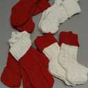 Hungdao 12 Pcs Christmas Stockings Mini Knitted Xmas Stockings Bulk 8.3 Inch Rustic Socks Double Sided Fireplace Hanging Vintage Stockings for Family Christmas Decorations (Red, White)