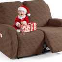 TAOCOCO Recliner Loveseat Cover, Stretch Jacquard Reclining Loveseat Cover Furniture Protector Sofa Slipcovers 2 Seat Recliner Covers with Elastic Bottom for Kids, Pets(Brown)