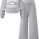 Tween Girls Clothes Off The Shoulder Sweatshirt and Wide Leg Sweatpants Sweatsuit Size 9-10