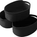 Woven Basket,Small Rope Storage Bin with Handles & Ribbon Bag, Organizer for Shelves Closets,Gift Basket Empty for Birthday,Books,Dog Toys, Black/1 Pack