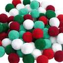 Syhood 200 Pcs Felt Balls Christmas Pom Poms Craft Handmade Red Green White 3 cm Felted Beads for DIY Christmas Garland Decorations Art Crafts