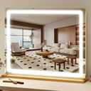 FENNIO 23" x 18" Vanity Mirror with LightsLED Makeup MirrorHollywood Mirror with 3 Color Modes & Adjustable BrightnessVanity Mirror Gold