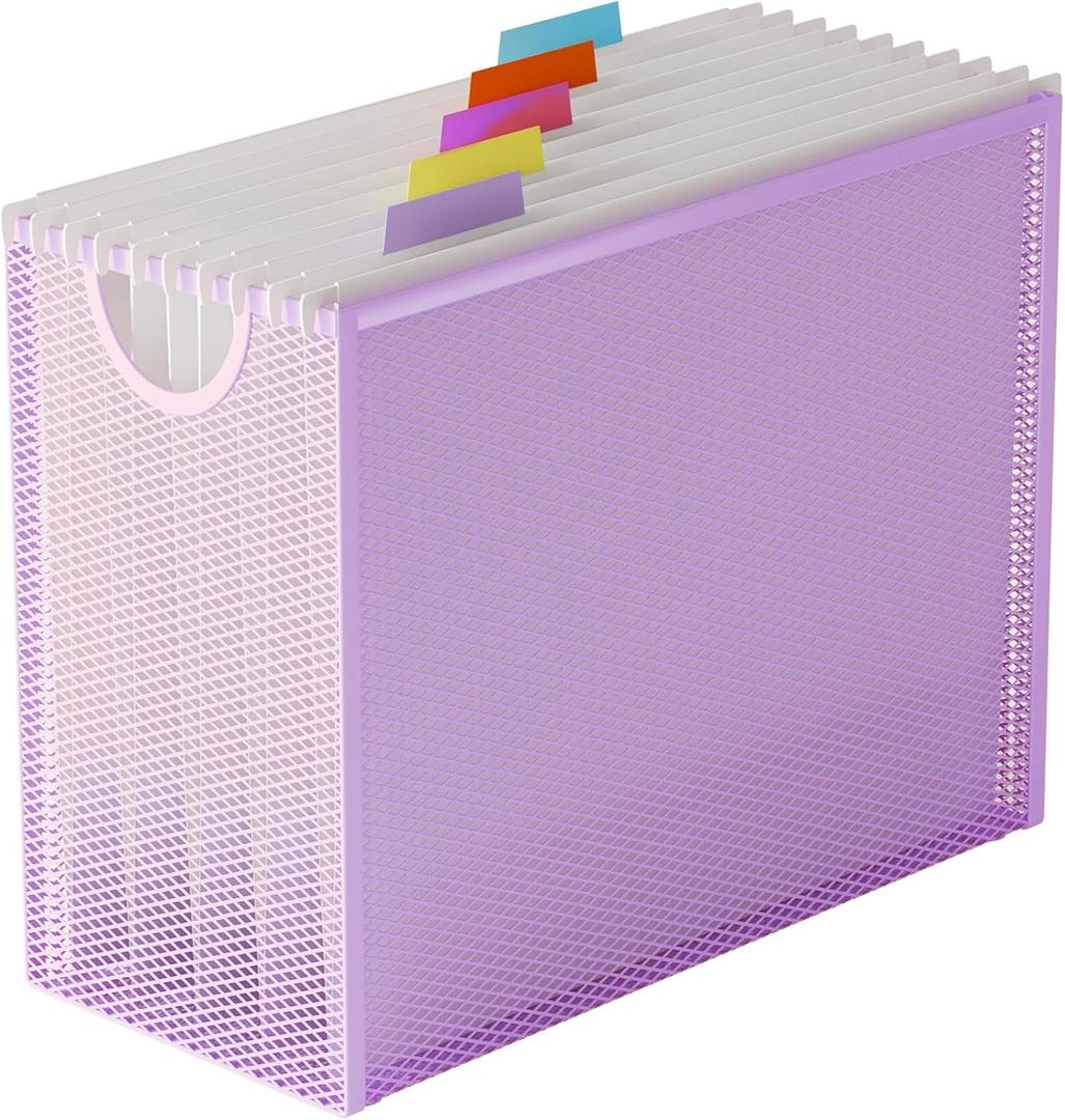 Letter-Size Hanging File Organizer (Purple, with 5 Grey Folders)