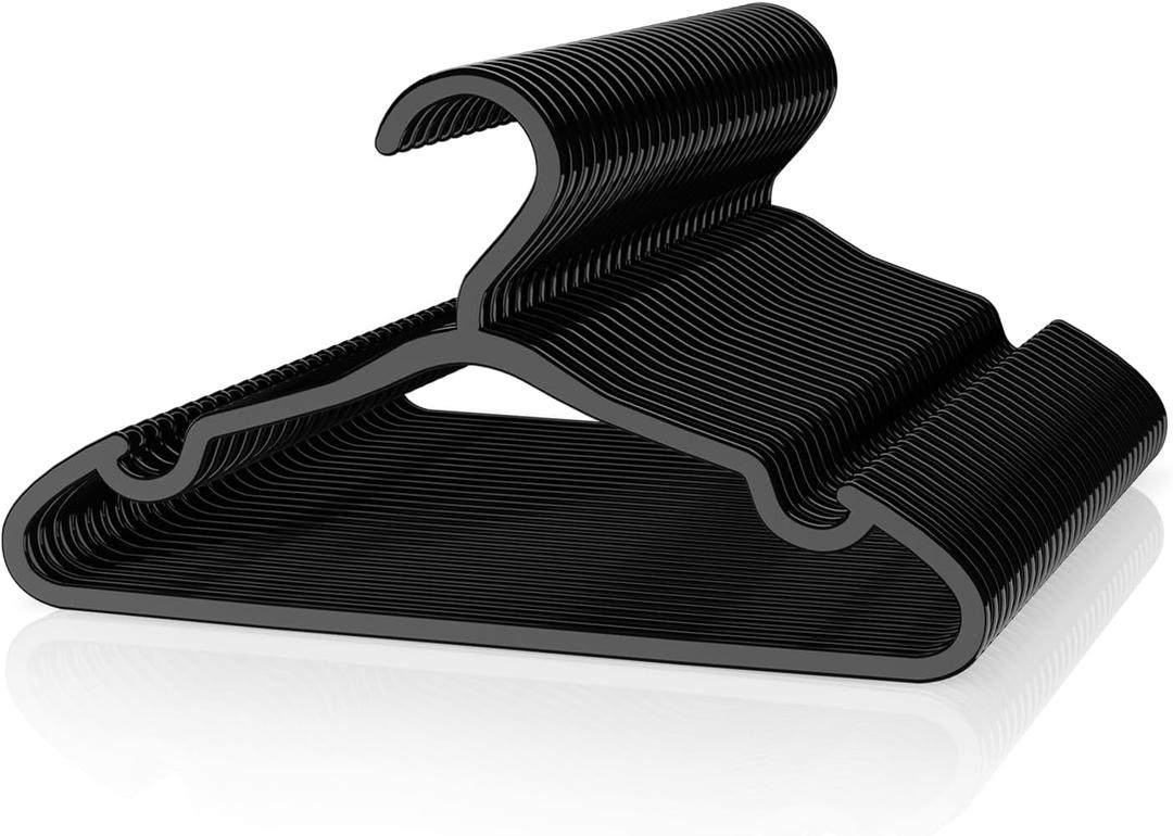 Plastic Kids Hangers - 30 Pack Non-Slip Baby Clothes Hangers for Closet, Toddler & Newborn Clothing Pants, Skirts, Coats (Black)