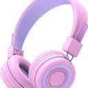 iClever BTH02 Kids Bluetooth Headphones, 93H Playtime, Lightweight, Foldable, Textured Sound, Type C Fast charging, Bluetooth 5.4, Kids Wireless Headphones with Microphone for IPad Tablet School, Pink (small)
