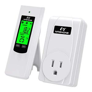 Nashone Wireless Plug in Thermostat, Digital Thermostat Outlet LCD Display Temperature Controller with Heating and Cooling Mode for Portable Heater, Wall Panel Heater, Window AC, and More
