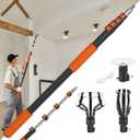 Buyplus 26FT Reach Light Bulb Changer for High Ceilings with 5-20FT Telescopic Extension Pole, Easy Flip-Tab Lock Bulb Changing Pole Extension with Basket and Suction Cup for Recessed Lights