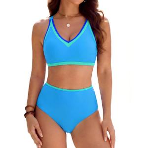 BMJL High Waisted Bikini Sets for Women Sporty Two Piece Tummy Control Swimsuits Beach Swim Suit 2025M,Blue (Blue, M)