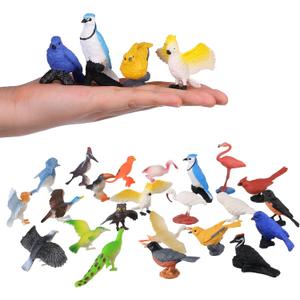 Birds Figurines, 23pcs Realistic Eagle Parrot Robin Owl Toy Bird, Fairy Garden Accessories, Learning Educational Toys for Dollhouse Birthday Cake Topper Gift for Kids Toddler