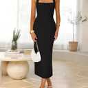 ZESICA Women's 2026 Summer Sleeveless Midi Dress Halter Neck Backless Wedding Guest Cocktail Party Bodycon Long Dresses (Black, L)
