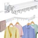 Clothes Drying Rack Wall Mounted Foldable, Retractable & Collapsible(Tri-Fold) Space-Saving Aluminum Laundry Drying Rack for Indoor & Outdoor Use - Laundry Rooms, Bathroom & Balconies (White)