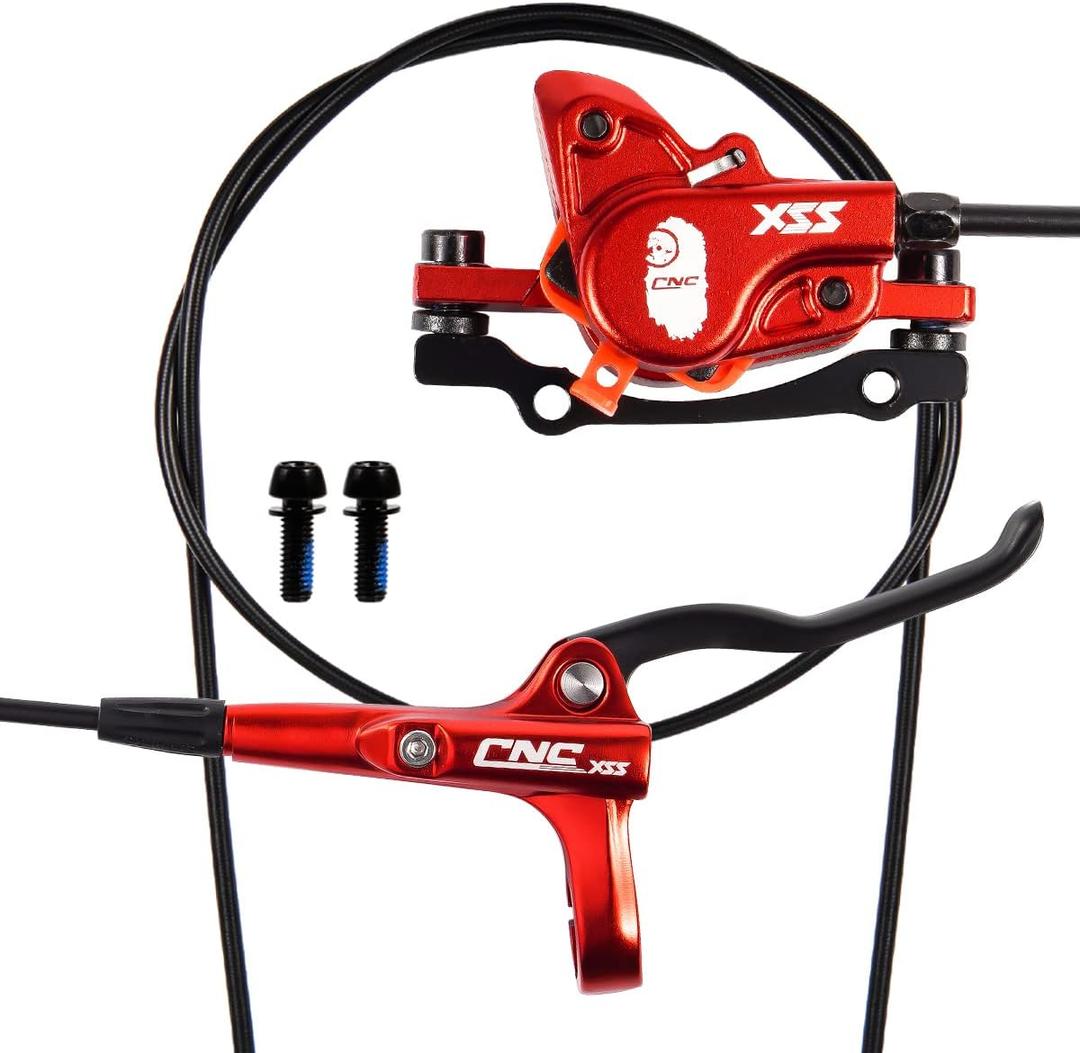 CNC MTB Hydraulic Disc Brake Set Mountain Bike Hydraulic Disc Brakes Right Front 800mm Left Rear 1450mm Hydraulic Brake Red