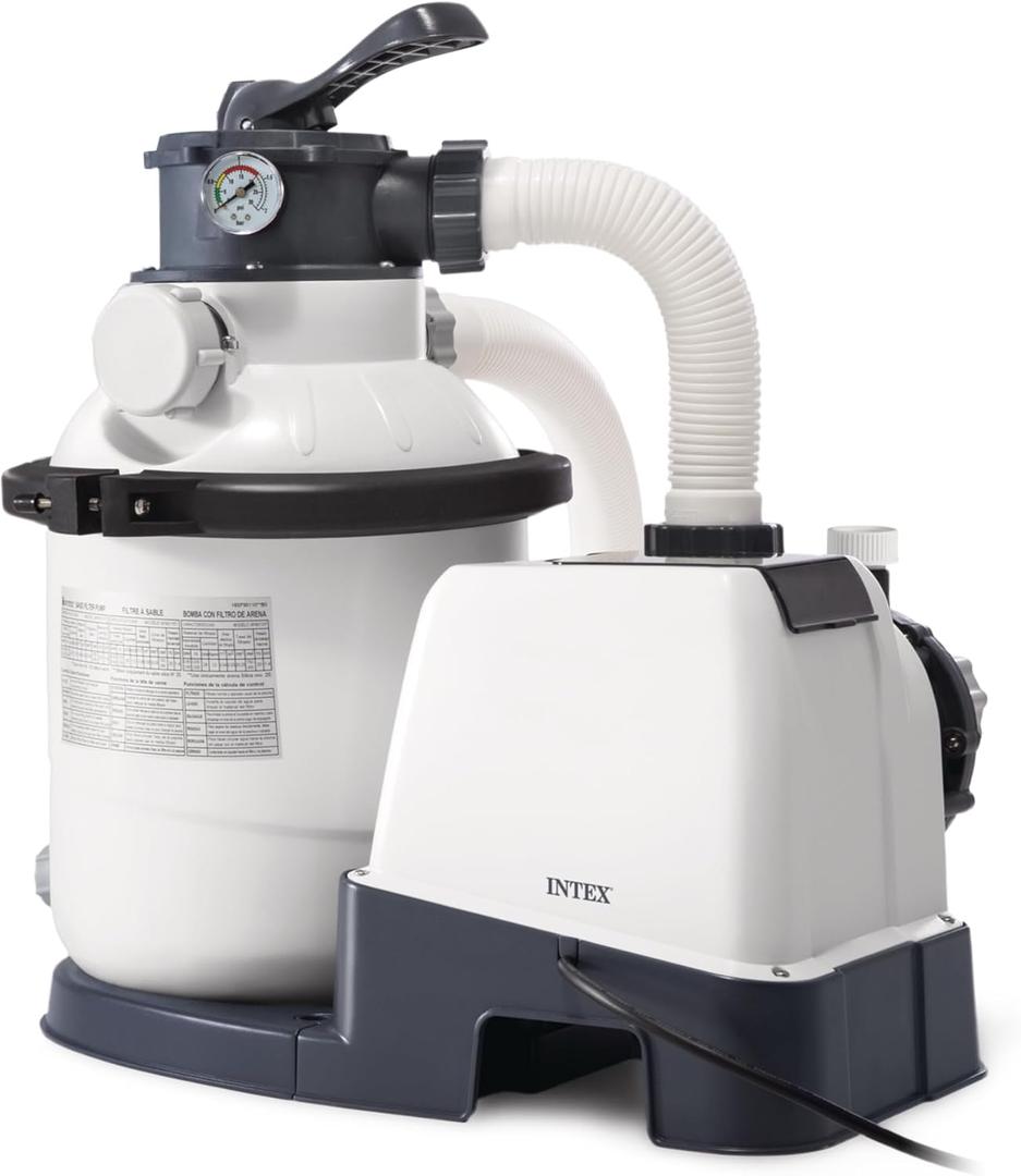 INTEX 1,500 GPH Krystal Clear Sand Filter Pump for Above Ground Pools, Swimming Pool Pump with Automatic Timer - Improved Circulation, Filtration, & Clarity