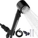 Shower Head with Handheld, Shower Heads High Pressure, High Flow Even with Low Water Pressure-Hand Held Showerhead Set,3 Modes Filtered Showerhead with 59Replacement Hose/Bracket/Cotton Filters (solid black)