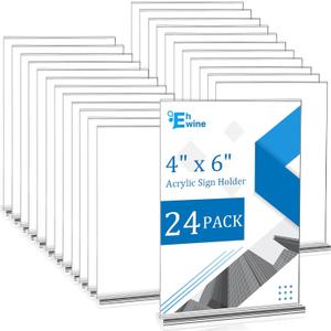 EHWINE 24 Pack Acrylic Sign Holder 4x6, Double-Sided Stand up Table Top Sign Holders, Clear Acrylic Picture Frame Paper Holder Display Stand for Office Business Store Wedding Party EHWINE 24 Pack Acrylic Sign Holder 4x6, Double-Sided Stand up Table Top Sign Holders, Clear Acrylic Picture Frame Paper Holder Display Stand for Office Business Store Wedding Party