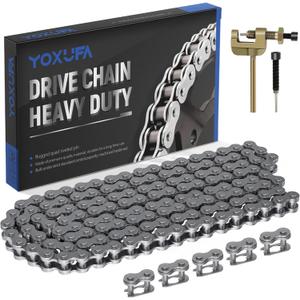 YOXUFA #35 Chain for Mini Bike Coleman CT100U CC100X Baja Doodle Bug DB30 Motovox MBX10 MBX11 Mega Moto MM-B80 105cc Predator 79cc 97cc 100cc Engine Powersports Parts with Chain Breaker - 140 Links