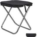 13-inch Lightweight Aluminum Folding Stool - Portable Compact Camping Stool Supports 300lbs, Handbag Style Carry - Ideal for Camping, Fishing, Backpacking, Outdoor, Travel (Black)