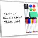 Dry Erase White Board, 16 x 12 Inch Large Magnetic Desktop Whiteboard with Stand, Double Sided Portable White Board with 12 Markers, 4 Magnets,1 Eraser for Kids, Office, Home