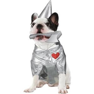 3 Pcs Halloween Tin Pet Costume Accessories Silver Funnel Hat Axe Set for Dogs or Cats Pet Clothes for Animal Cosplay Party Halloween(M)