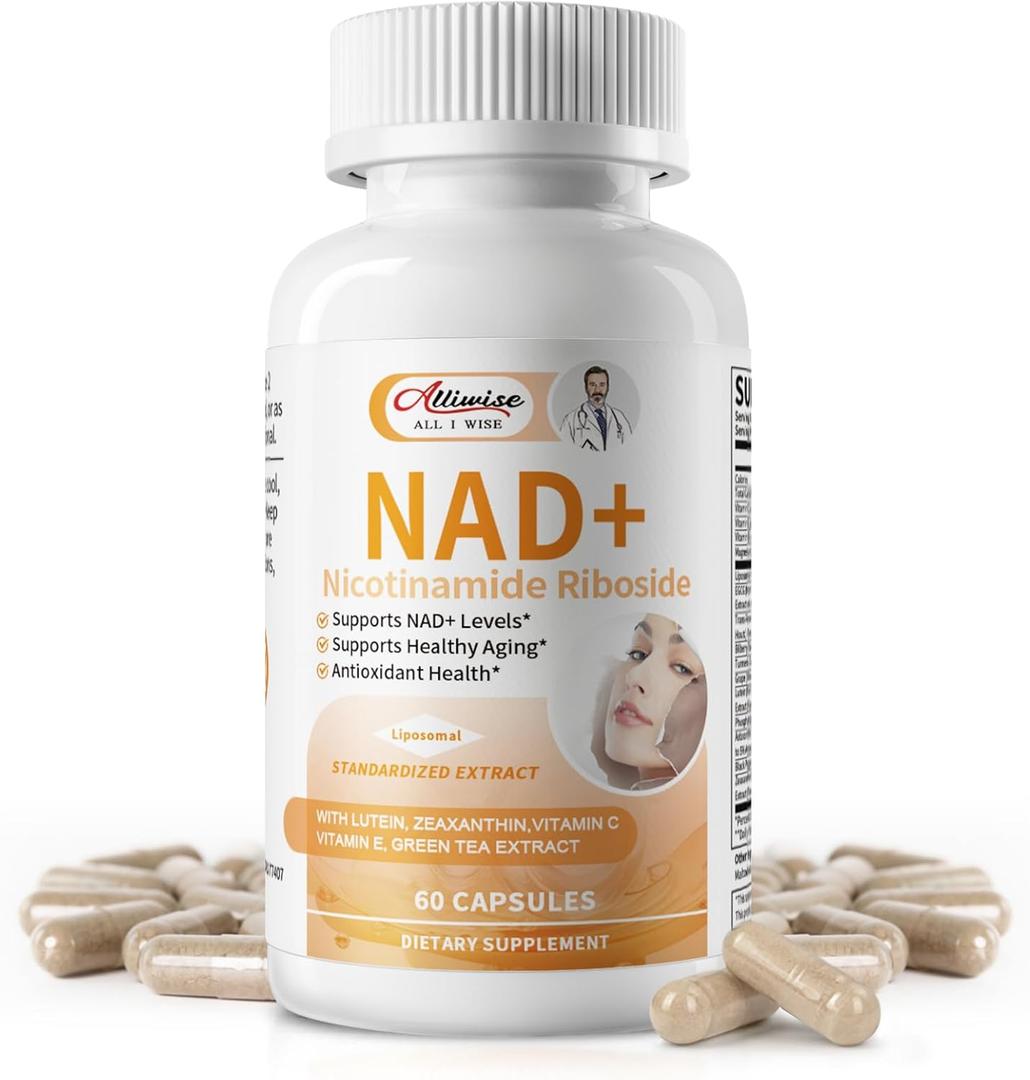 NAD Supplement, Liposomal NAD+ Nicotinamide Riboside with Resveratrol Supports Healthy Aging & Cellular Energy, Highest Absorption NAD Plus for Women, 60 Capsules, Best By 05/2027