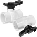 FANOVO 2 inch PVC Ball Valve, 2pcs Slip PVC Shut Off Water Valves with Double Socket Full Flow Port, Schedule 40 Plastic Control Valve, Using for CommercialSwimming Pool, Irrigation System