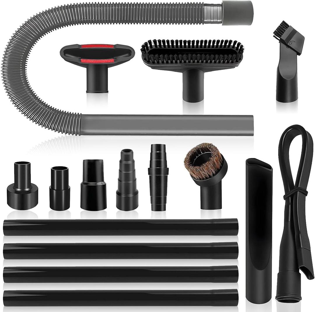 16-Piece 1 1/4 Inch(32mm) Vacuum Attachments Cleaning Kit for Shop Vac Accessories With Vacuum Extension Wand/Dryer Lint Vac Attachment/Flexible Crevice Tool