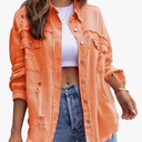 Womens Ripped Distressed Denim Jacket Tops Oversized Casual Long Sleeve Basic Jean Jacket Coats
Size M