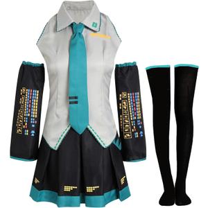 Anime Cosplay Costume Outfit Top Skirt Full Set Women Halloween Costume (XX-Large, Gray)