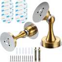 Sumnacon Sturdy Magnetic Door Stopper - 2 Pcs Stainless Steel Door Stopper with Magnet for Wall Floor,Sturdy Magnetic Doorstop Holder with Adhesive Tape & Screws for Home Office,Gold