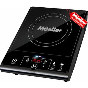 Mueller RapidTherm Portable Induction Cooktop,1800W Single Burner Hot Plate with 8 Power Levels, 8 Temperature Settings, 4 Presets, 4-Hour Timer, Auto Shut-Off & Child Lock for RV, Dorm, Small Kitchen