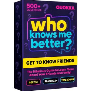 QUOKKA Who Knows Me Better? - Classic Edition - 95 Cards | Teens & Family Card Trivia Game | Fun Learning & Educational Questions for Teens & Families