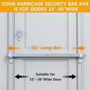 Stainless Steel Door Security Bar 38" (Door Barricade) Anti Door Break in, Security Door Safety Lock Bar from Inside, Fits Doors 33"-36" Wide.