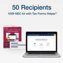 Adams 1099 NEC Forms 2025, 3-Part Kit for 50 Recipients, Includes 50 Envelopes, 6 1096 Forms, QuickBooks Compatible, eFile Access and Printing Through Adams Tax Forms Helper Software (1017232)