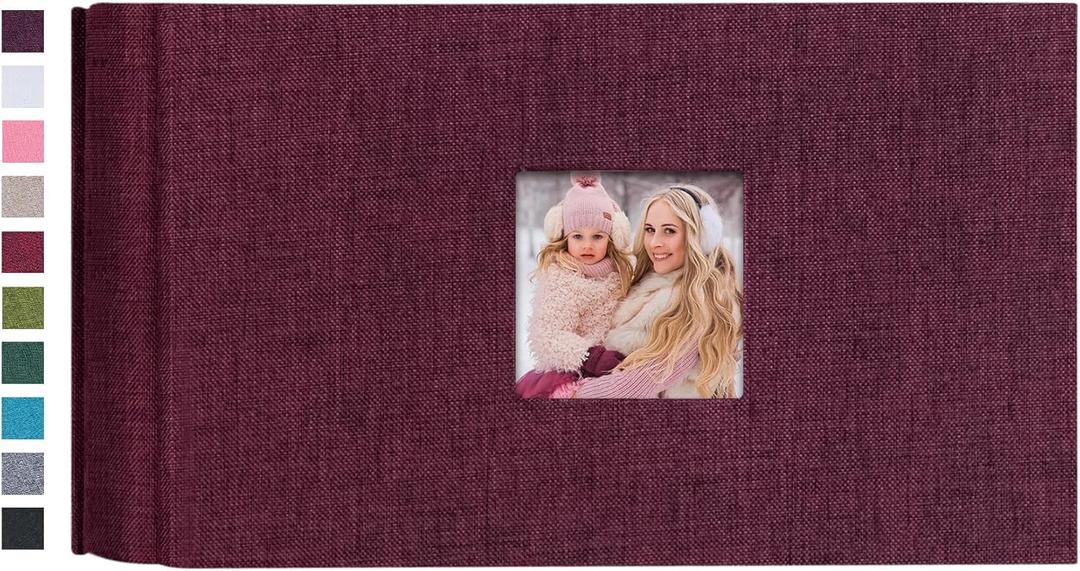 Mublalbum Small Photo Album 4x6 100 Photos Linen Cover Picture Book with Horizontal Pockets for Wedding Family Anniversary and Baby (Purple)